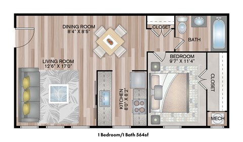 a floor plan of a home with a bedroom and a bathroom